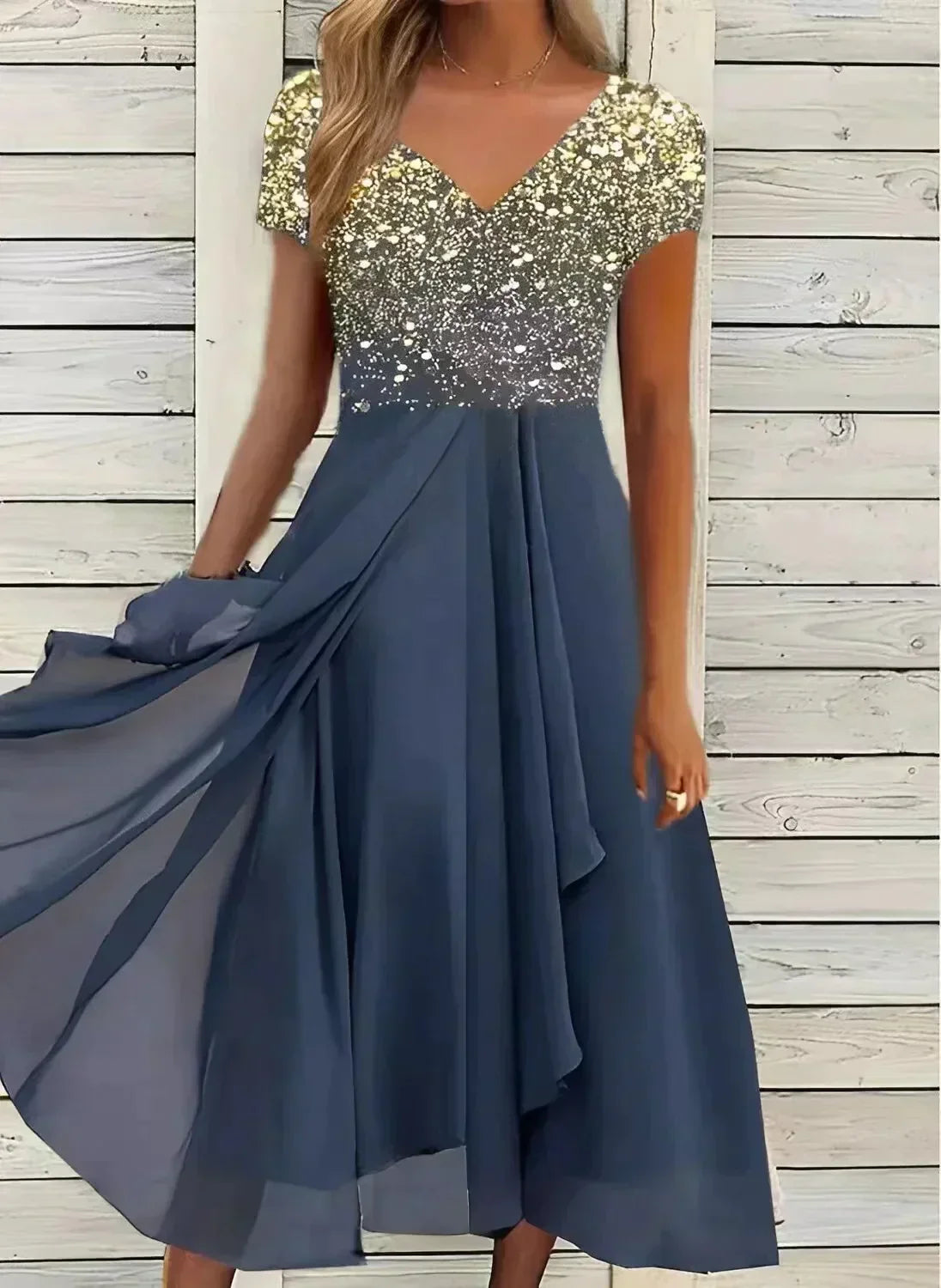 Robe Soirée Midi Fleurie Femme - Élégance Florale