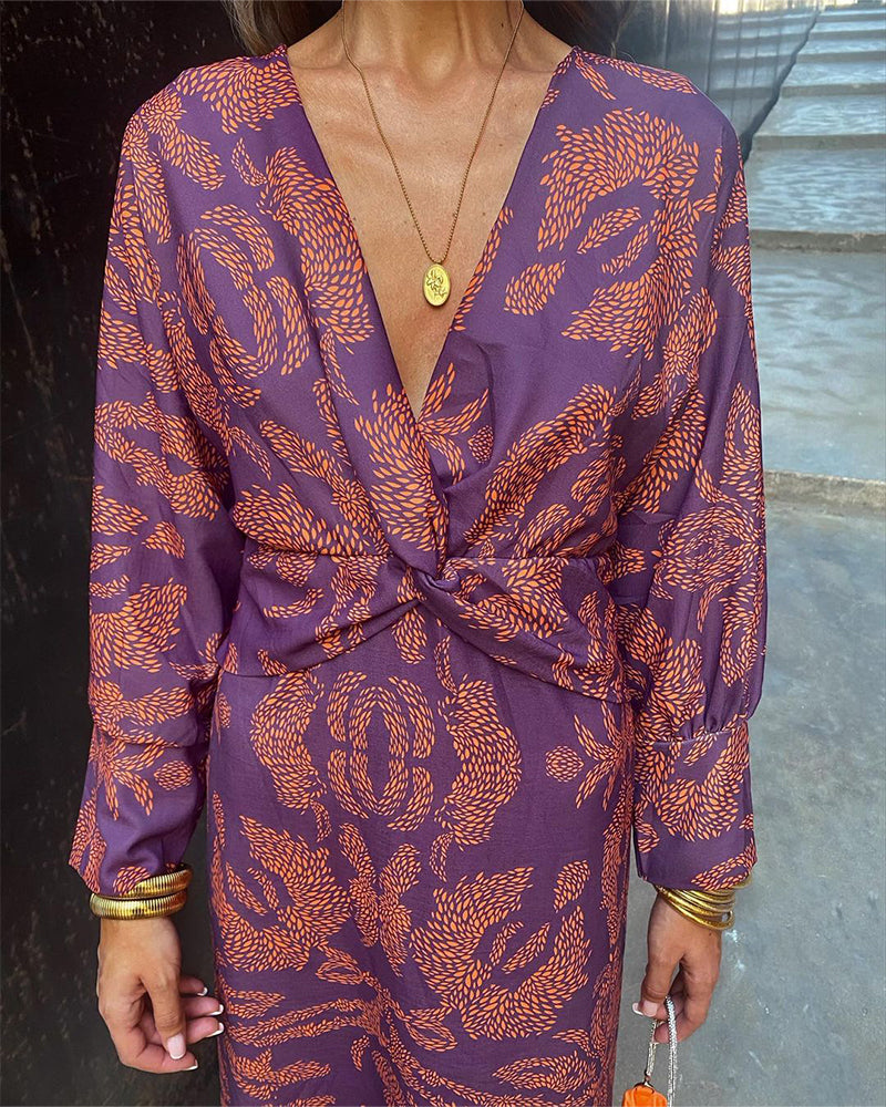 Robe Midi Élégante Femme à Décolleté en V – Silhouette Flatteuse et Raffinée