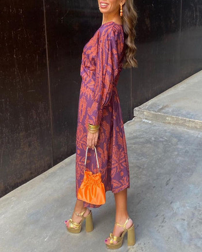 Robe Midi Élégante Femme à Décolleté en V – Silhouette Flatteuse et Raffinée