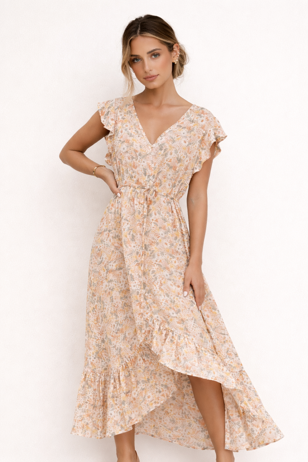 Robe Midi Florale Élégante pour Femmes - Coupe Fluide et Confort Absolu