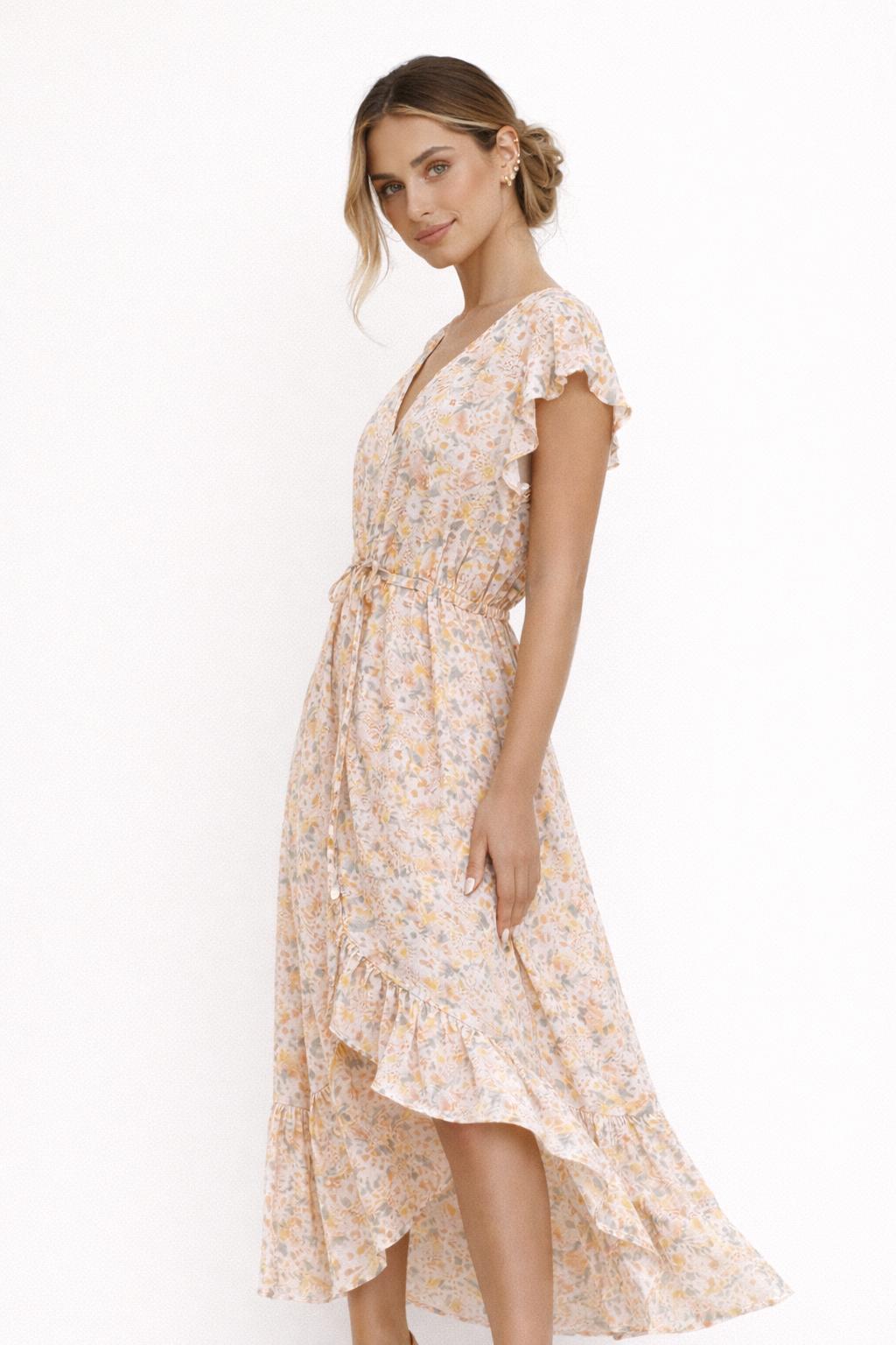 Robe Midi Florale Élégante pour Femmes - Coupe Fluide et Confort Absolu
