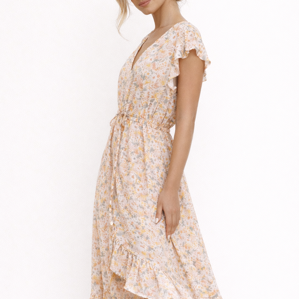 Robe Midi Florale Élégante pour Femmes - Coupe Fluide et Confort Absolu
