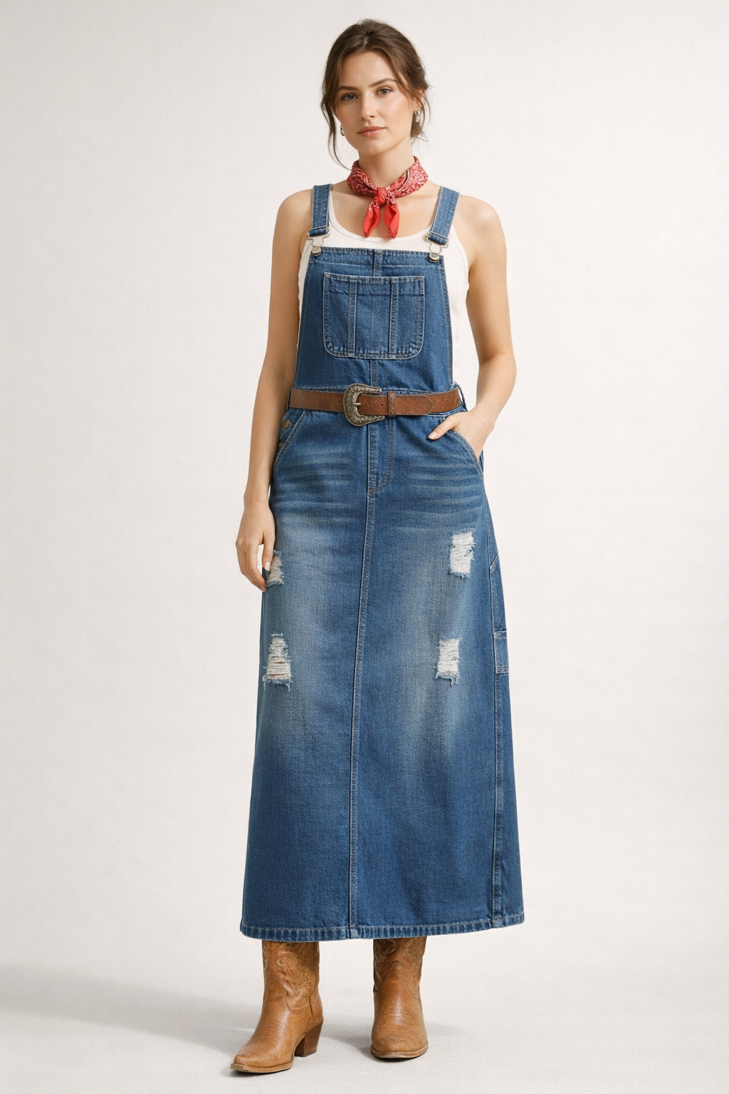 Robe Salopette Midi Femme Élégante et Décontractée