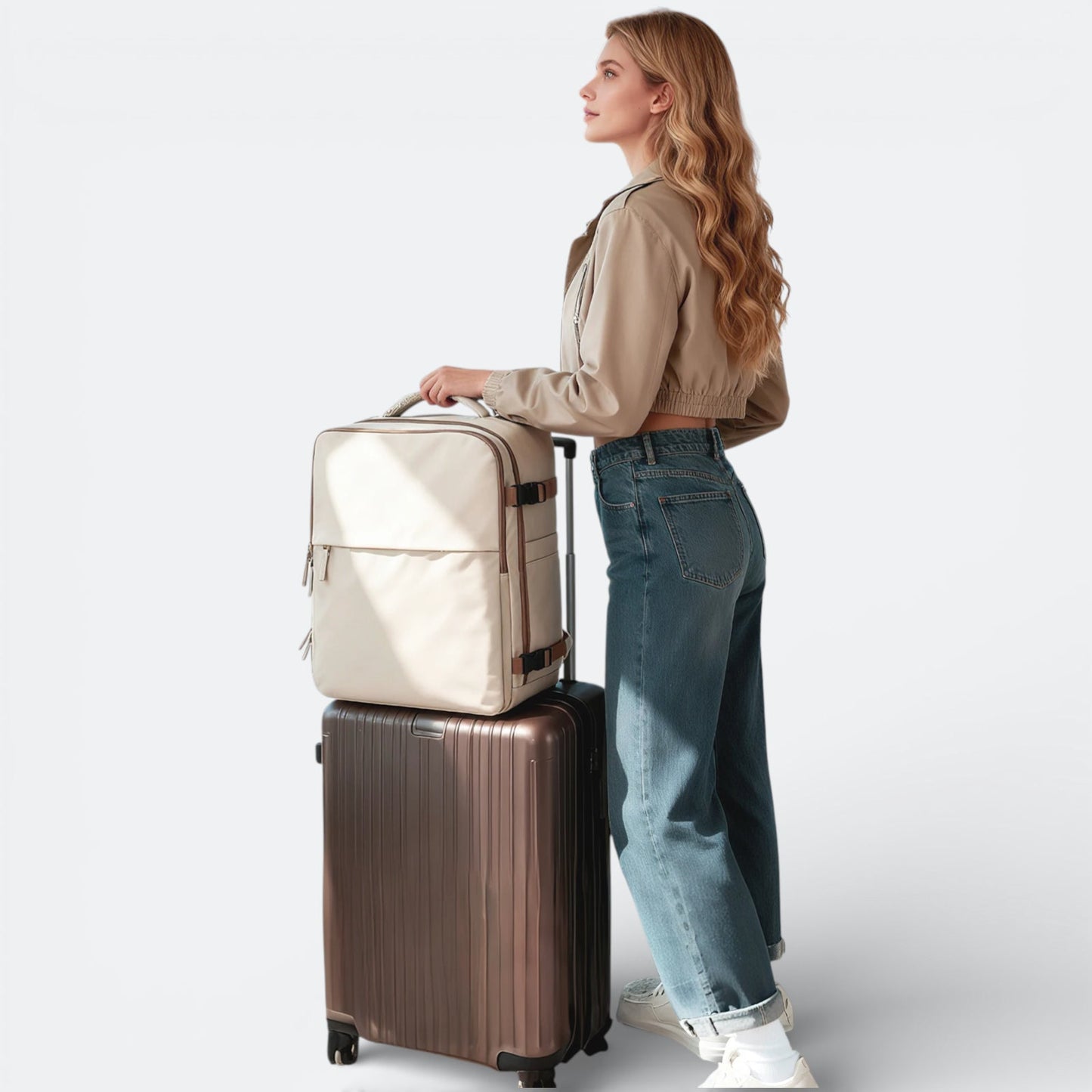 Sac à Dos à Compression Sous Vide Beige Ivoire - | AïtaVia