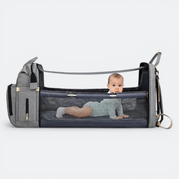 Sac à Dos à Langer avec Lit Gris Acier - | AïtaVia