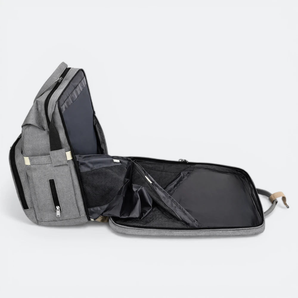 Sac à Dos à Langer avec Lit Gris Acier - | AïtaVia