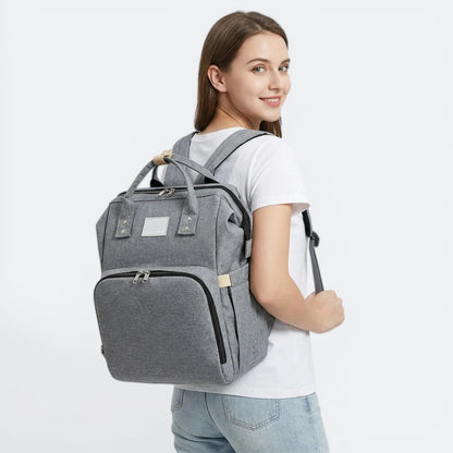 Sac à Dos à Langer avec Lit Gris Acier - | AïtaVia