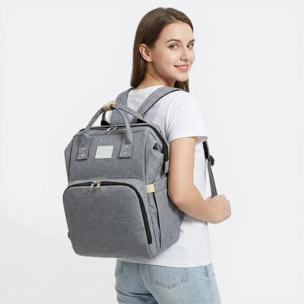 Sac à Dos à Langer avec Lit Gris Acier - | AïtaVia