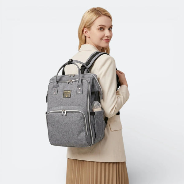 Sac à Dos à Langer Grande Capacité Gris Neutre - | AïtaVia