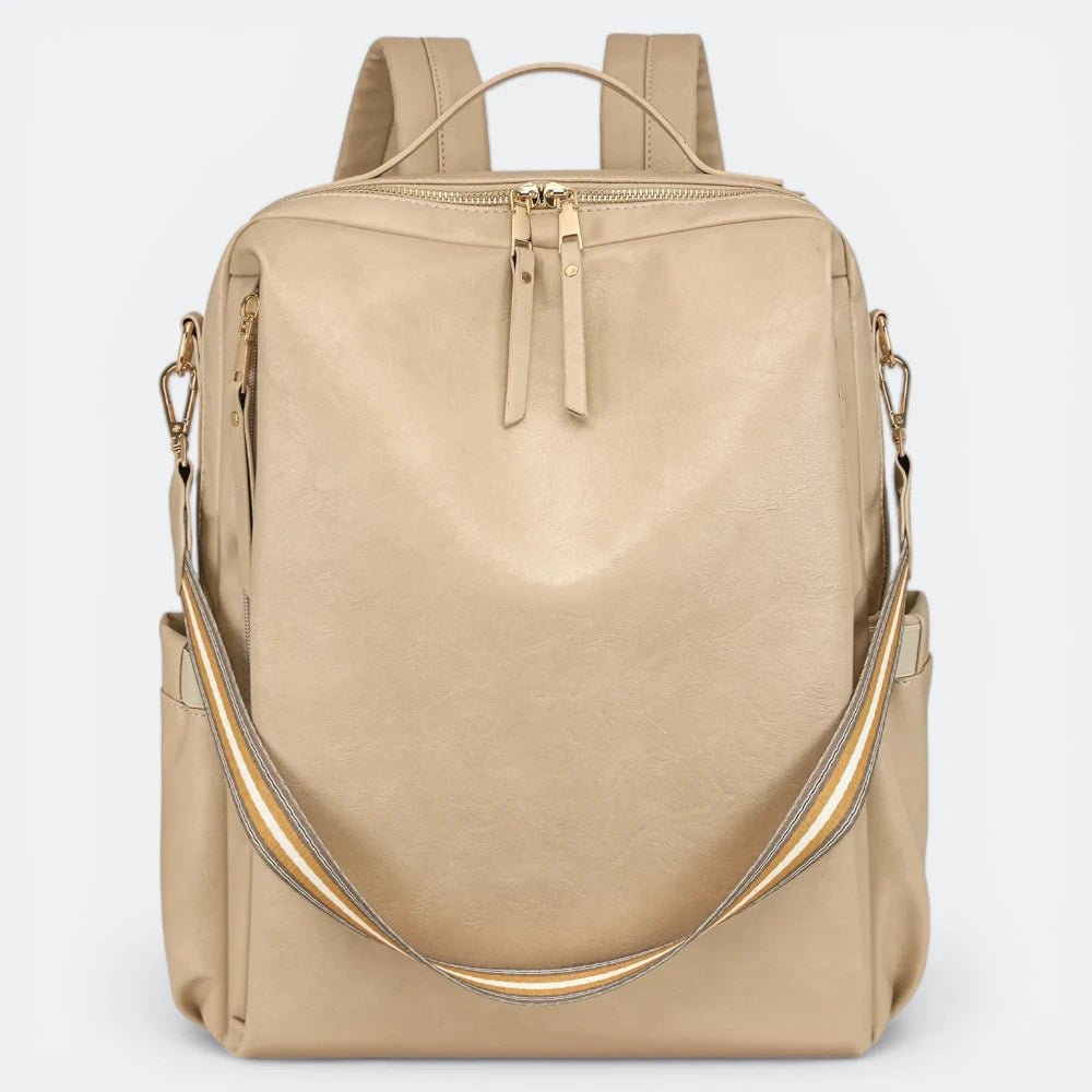 Sac à Dos Bandoulière Cuir Femme Beige - | AïtaVia