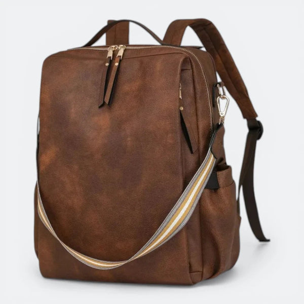 Sac à Dos Bandoulière Cuir Femme Brun Acajou - | AïtaVia