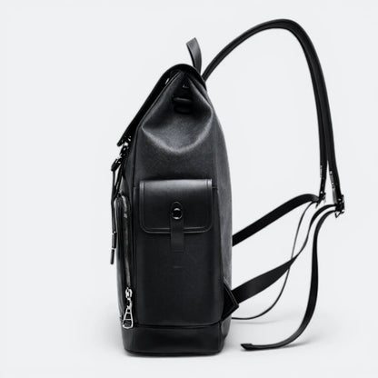 Sac à Dos Cuir à Rabat Motif Géométrique Gris - | AïtaVia