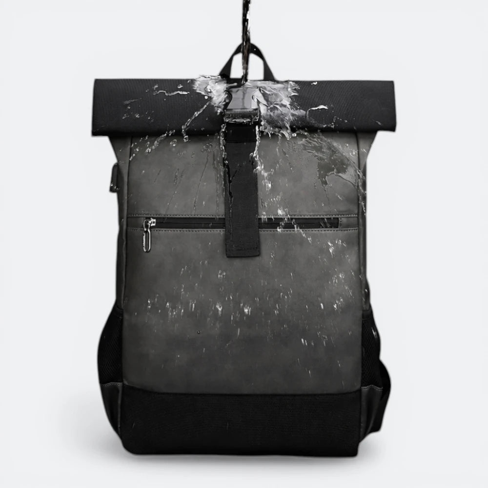 Sac à Dos Cuir Ordinateur Portable Bleu Gris - | AïtaVia