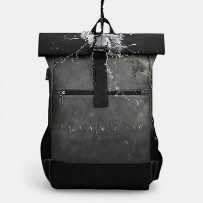 Sac à Dos Cuir Ordinateur Portable Bleu Gris - | AïtaVia