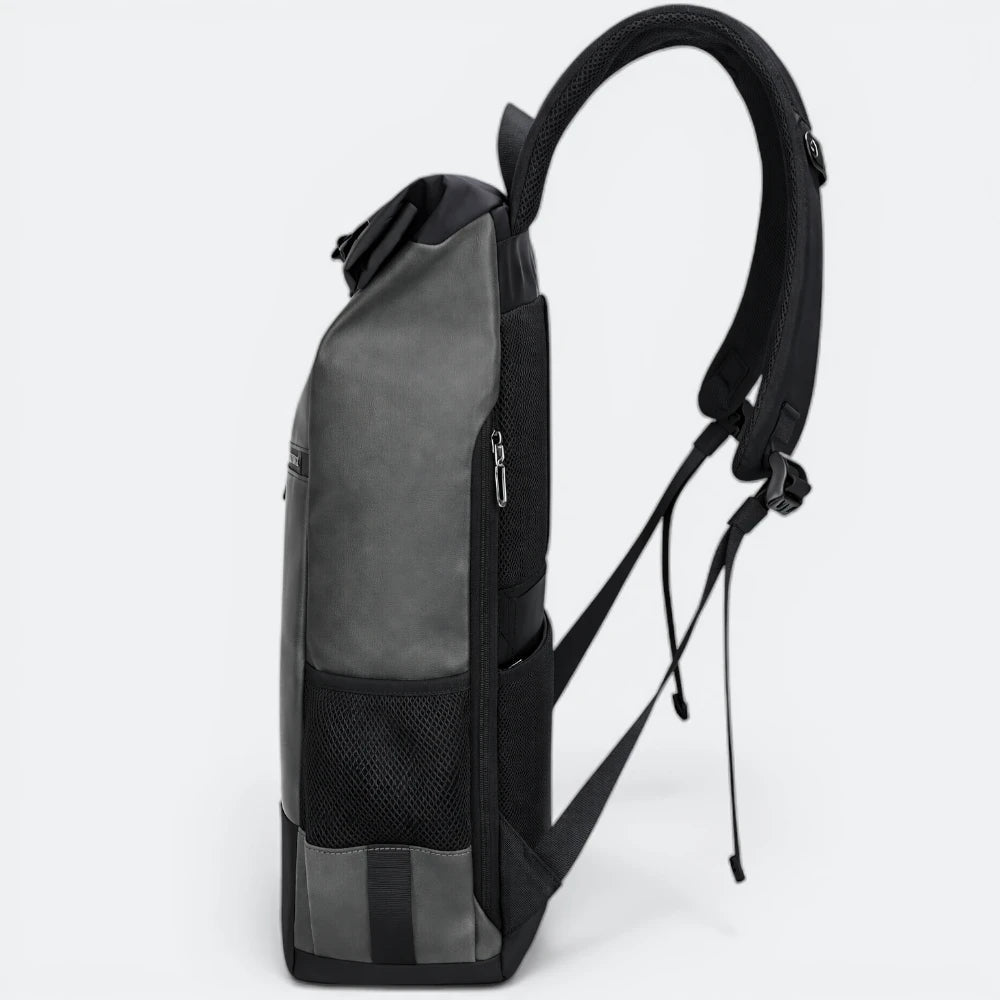 Sac à Dos Cuir Ordinateur Portable Bleu Gris - | AïtaVia