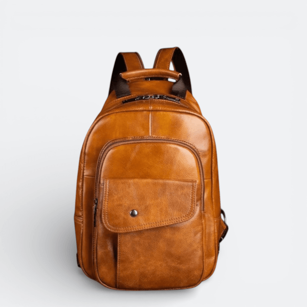 Sac à Dos Cuir Véritable Homme Orange Cuivré - | AïtaVia