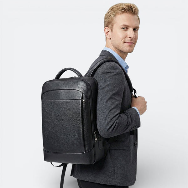 Sac à Dos Cuir Véritable Noir Homme Noir - | AïtaVia