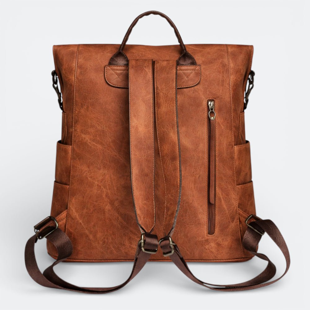 Sac à Dos en Cuir Imperméable Gris Taupe - | AïtaVia