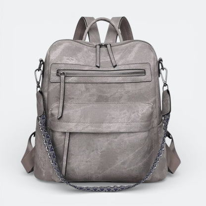 Sac à Dos en Cuir Imperméable Gris Taupe - | AïtaVia