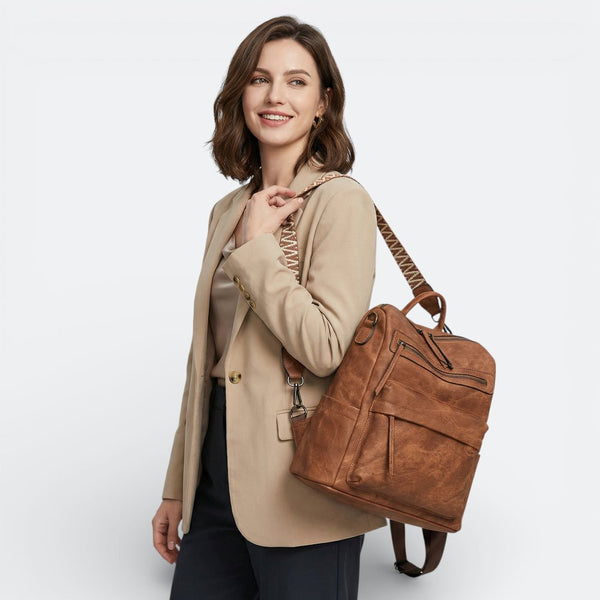 Sac à Dos en Cuir Imperméable Gris Taupe - | AïtaVia