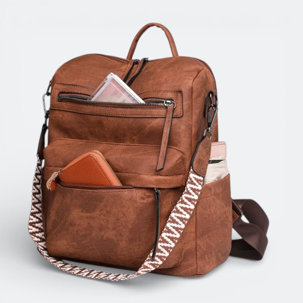 Sac à Dos en Cuir Imperméable Gris Taupe - | AïtaVia