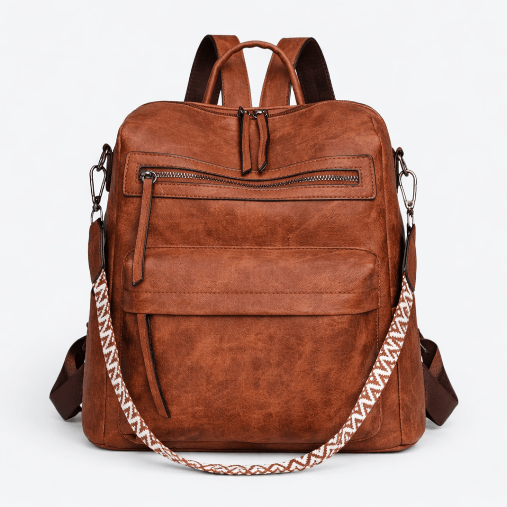 Sac à Dos en Cuir Imperméable Terre Cuite - | AïtaVia