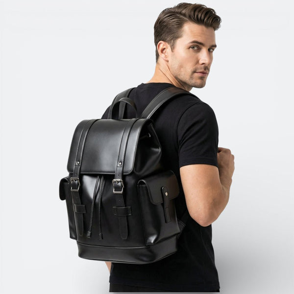 Sac à Dos en Cuir Noir Homme Noir - | AïtaVia