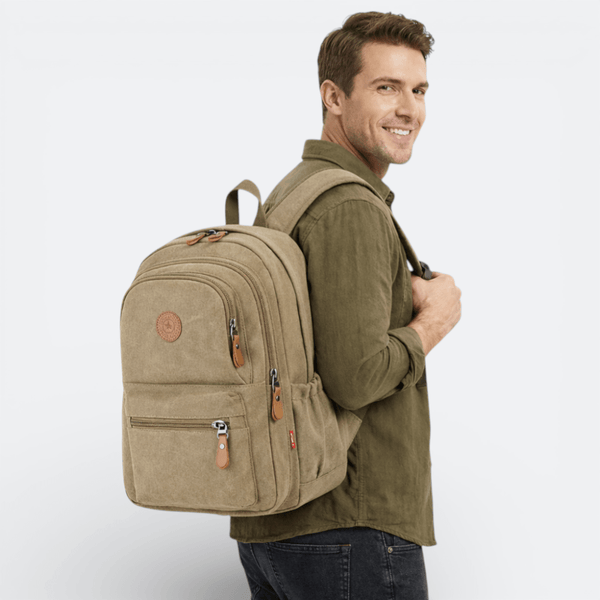 Sac à Dos Homme Toile Vintage Kaki Sombre - | AïtaVia