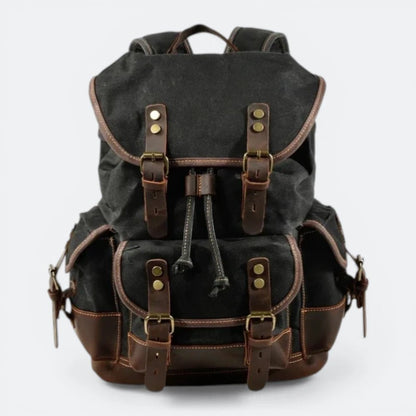 Sac à Dos Toile Vintage Homme Gris Charbon - | AïtaVia