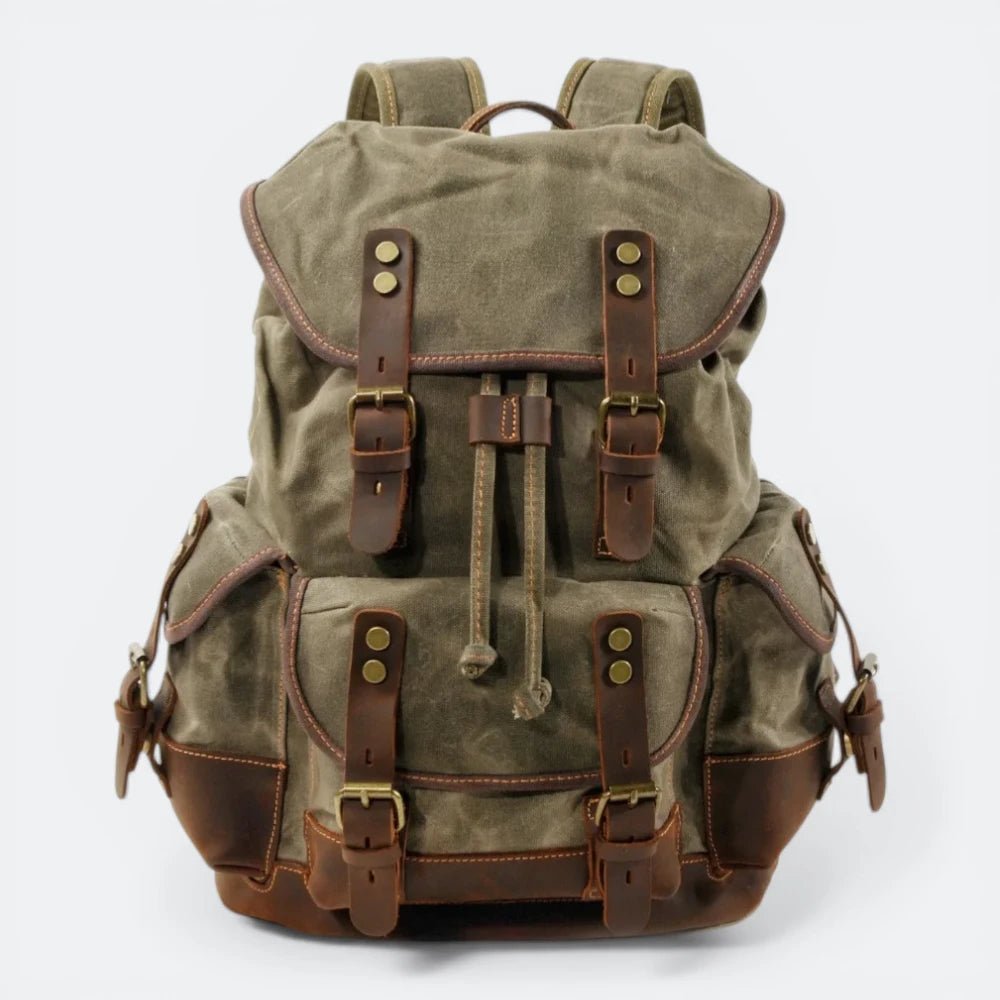 Sac à Dos Toile Vintage Homme Kaki Foncé - | AïtaVia