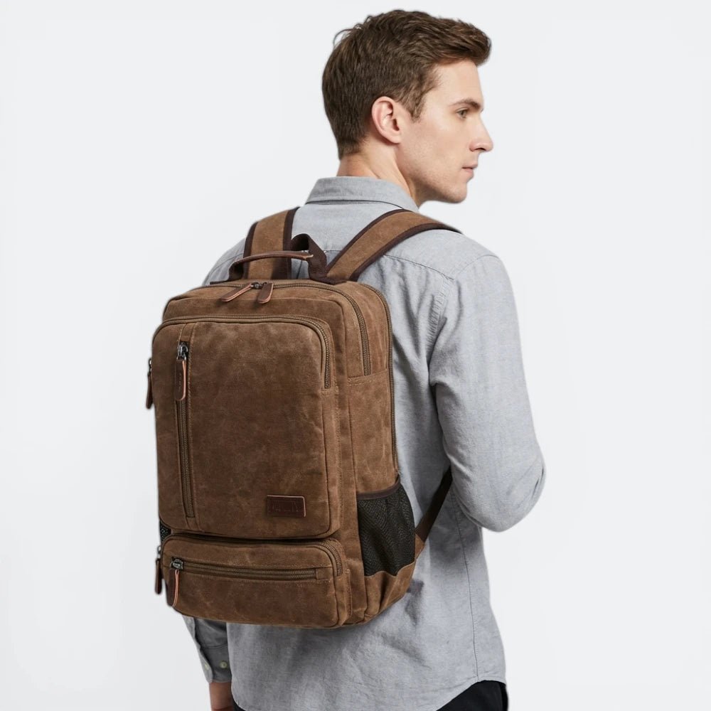 Sac à Dos Vintage en Toile pour Homme Bordeaux Foncé - | AïtaVia
