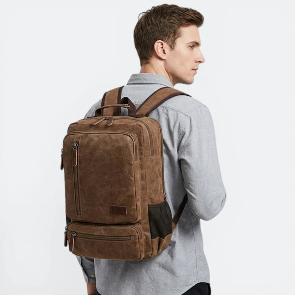 Sac à Dos Vintage en Toile pour Homme Bordeaux Foncé - | AïtaVia