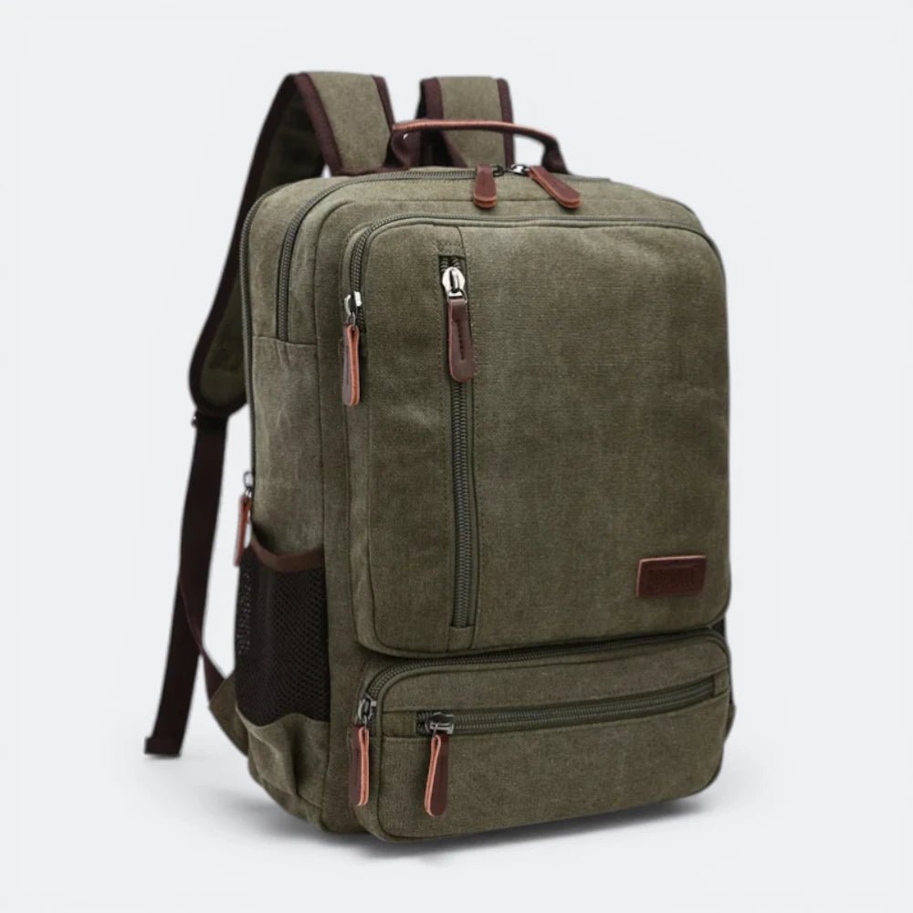 Sac à Dos Vintage en Toile pour Homme Vert Olive - | AïtaVia