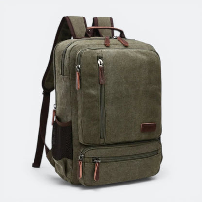 Sac à Dos Vintage en Toile pour Homme Vert Olive - | AïtaVia