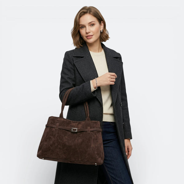 Sac à Main Fermeture Pression Brun Ébène - | AïtaVia