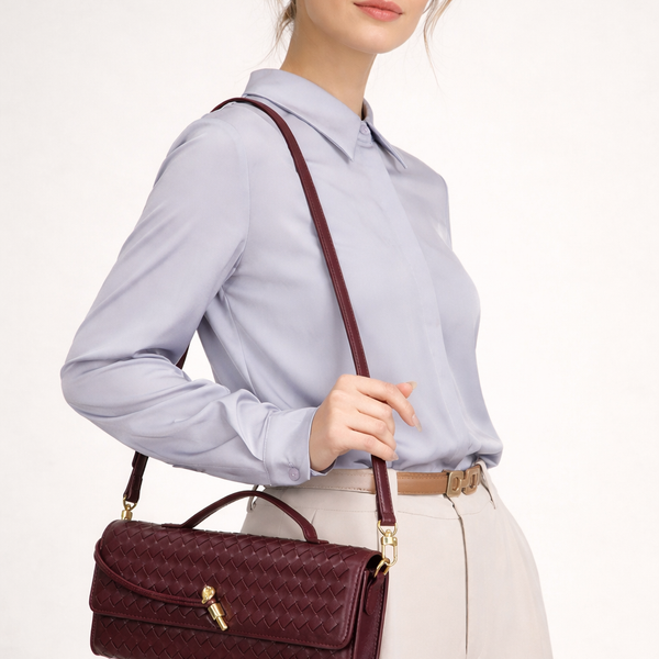 Sac Baguette Tressé pour Femme - Bandoulière Ajustable & Élégant