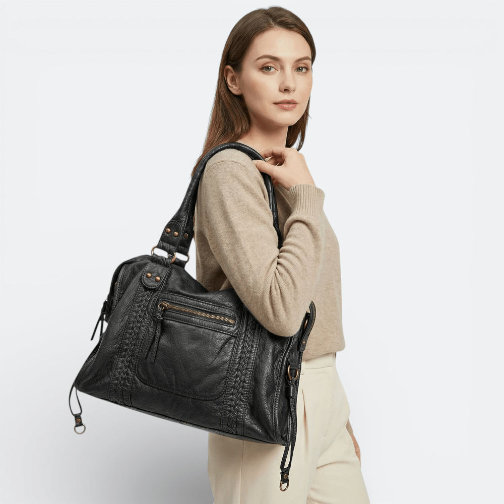 Sac Bandoulière Cuir Souple Vintage Noir - | AïtaVia