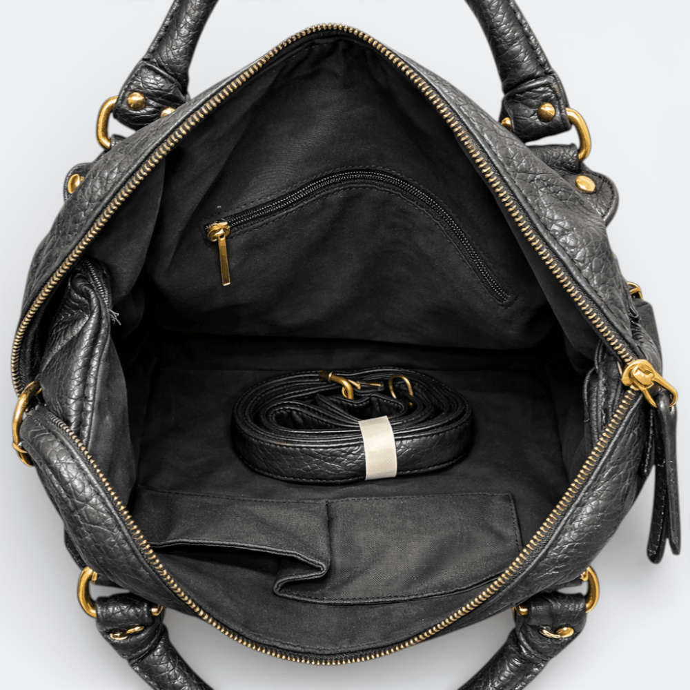 Sac Bandoulière Cuir Souple Vintage Noir - | AïtaVia