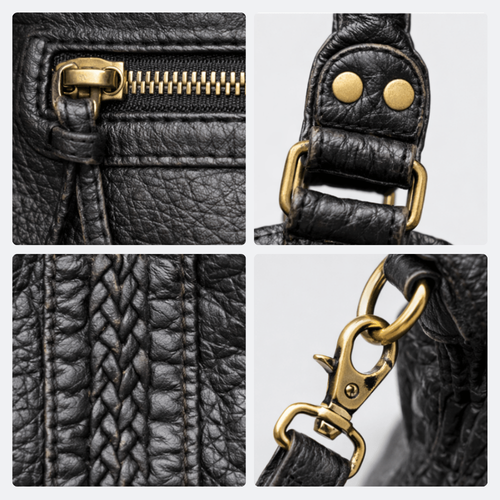 Sac Bandoulière Cuir Souple Vintage Noir - | AïtaVia