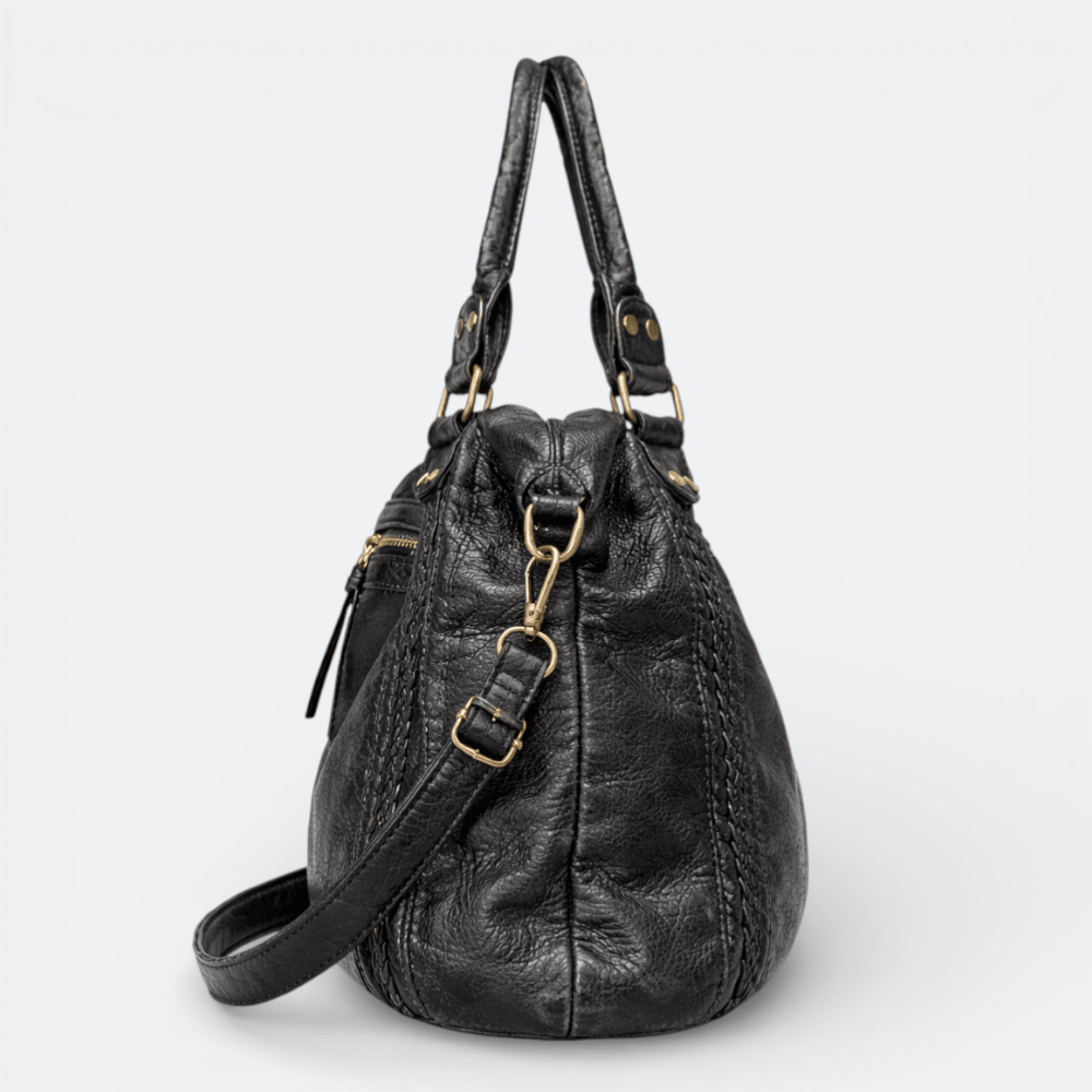Sac Bandoulière Cuir Souple Vintage Noir - | AïtaVia