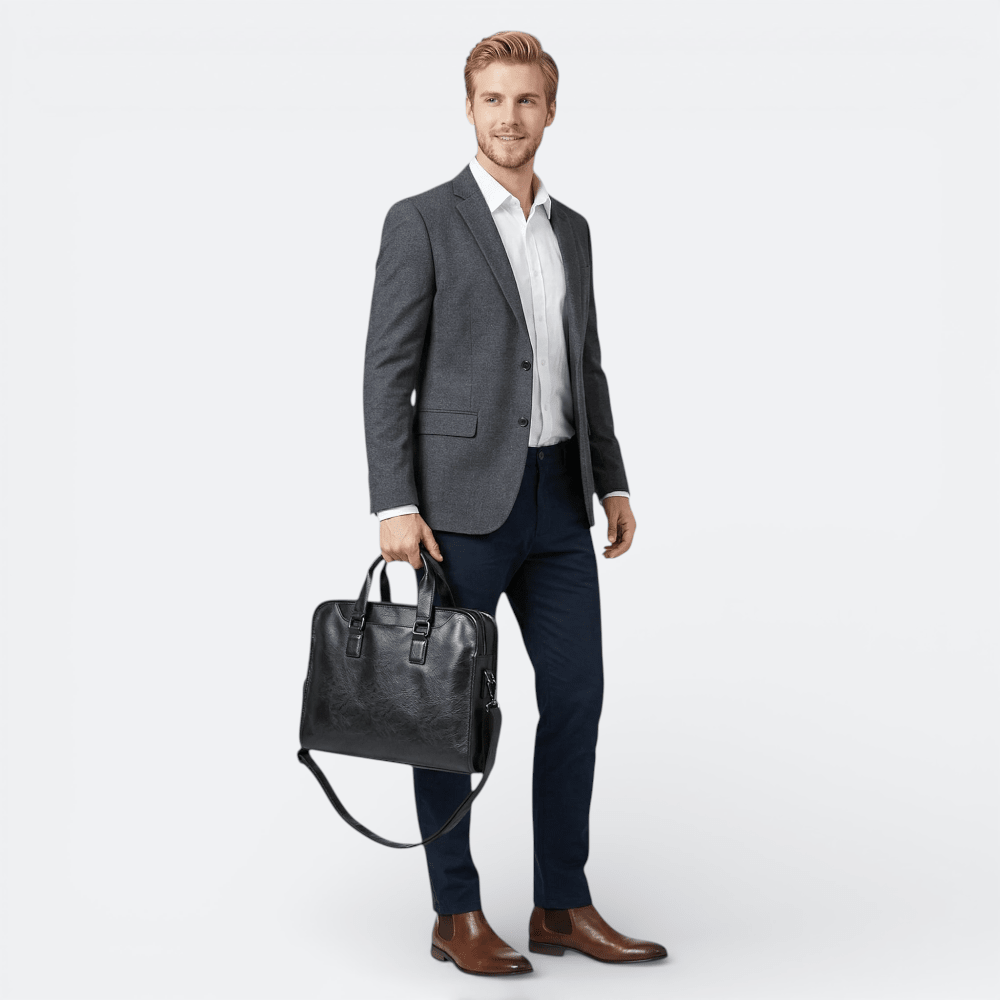 Sac Bandoulière Porte Document Homme Noir Charbon - | AïtaVia