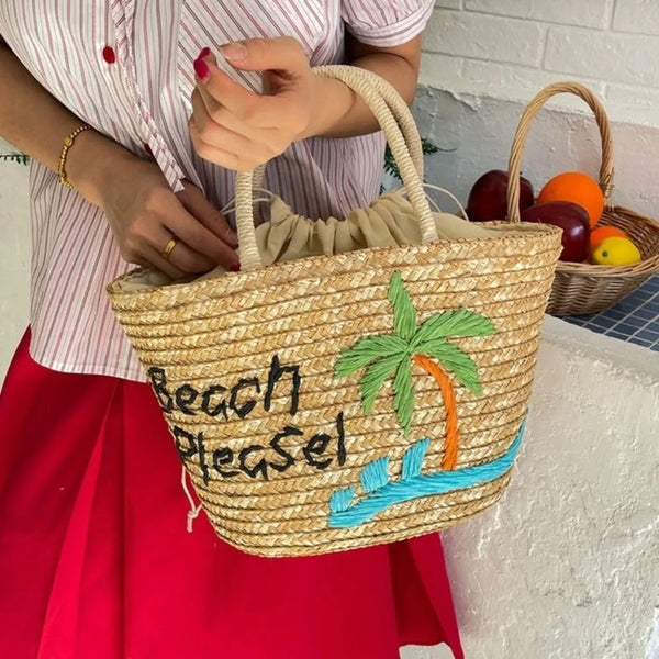 Sac de Plage Brodé pour Femmes - Style Estival