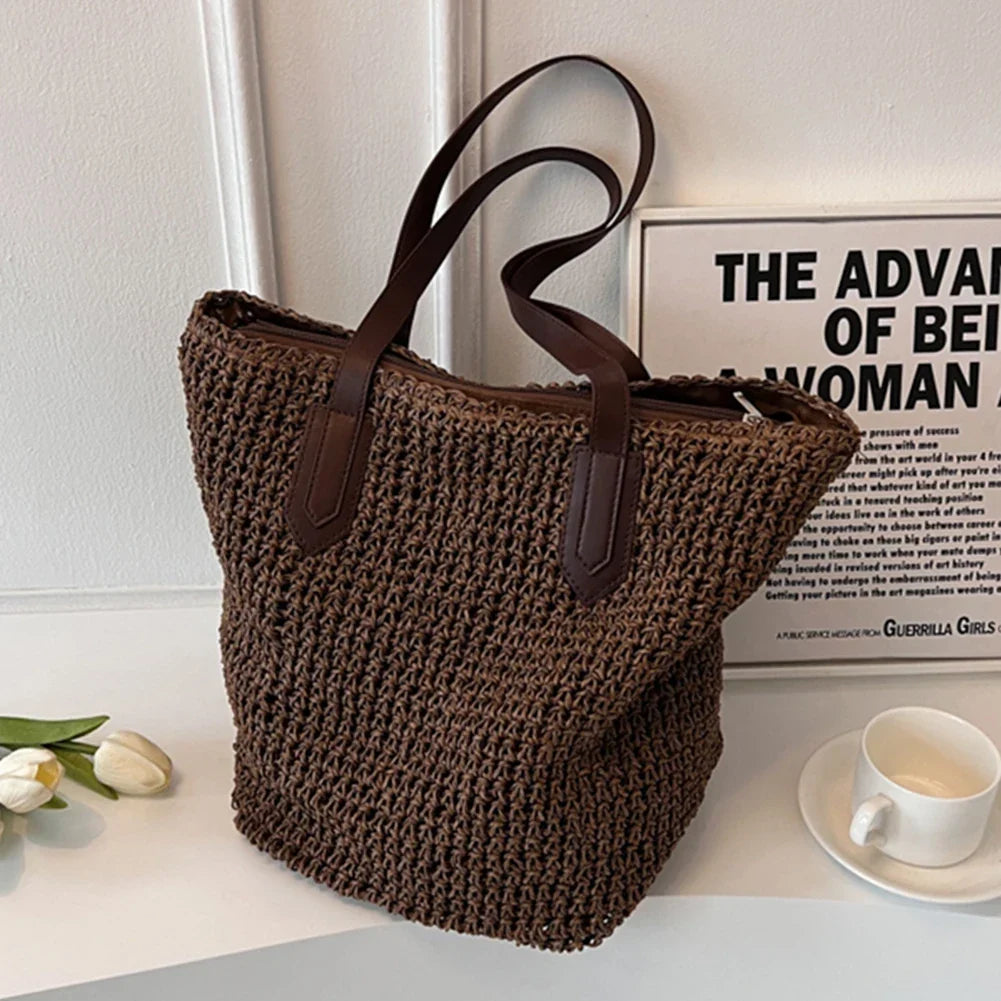 Sac de Plage Femme en Paille Léger et Tendance