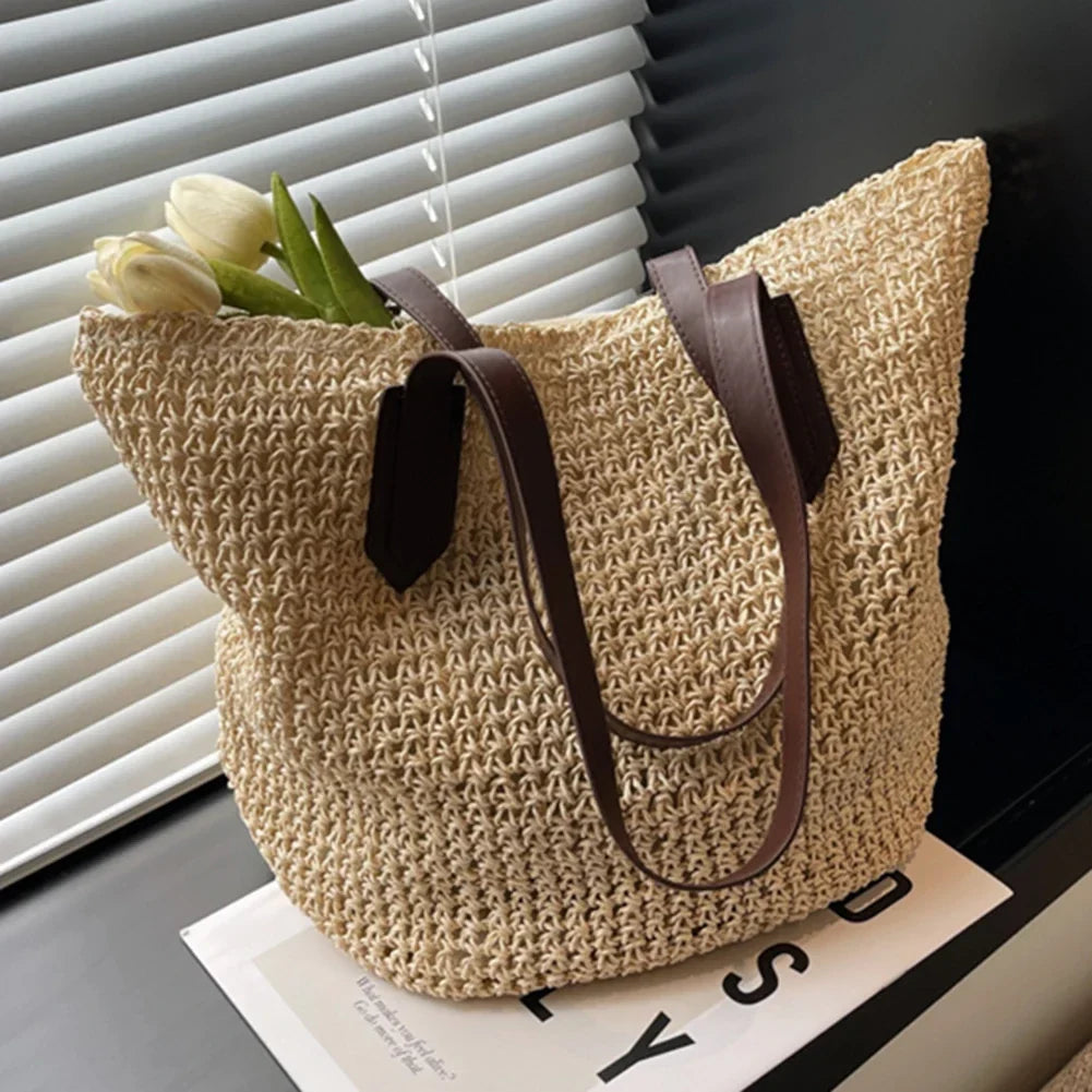 Sac de Plage Femme en Paille Léger et Tendance