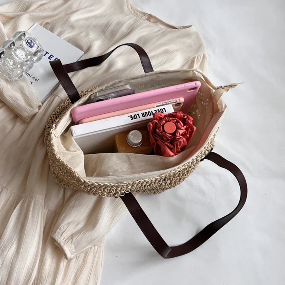 Sac de Plage Femme en Paille Léger et Tendance