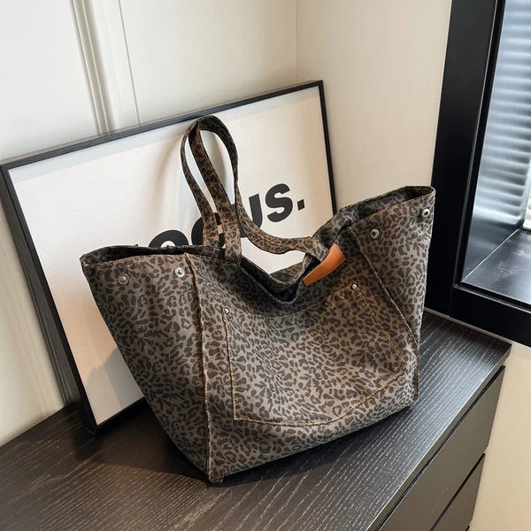 Grand Sac de Plage Léopard Femme Élégant
