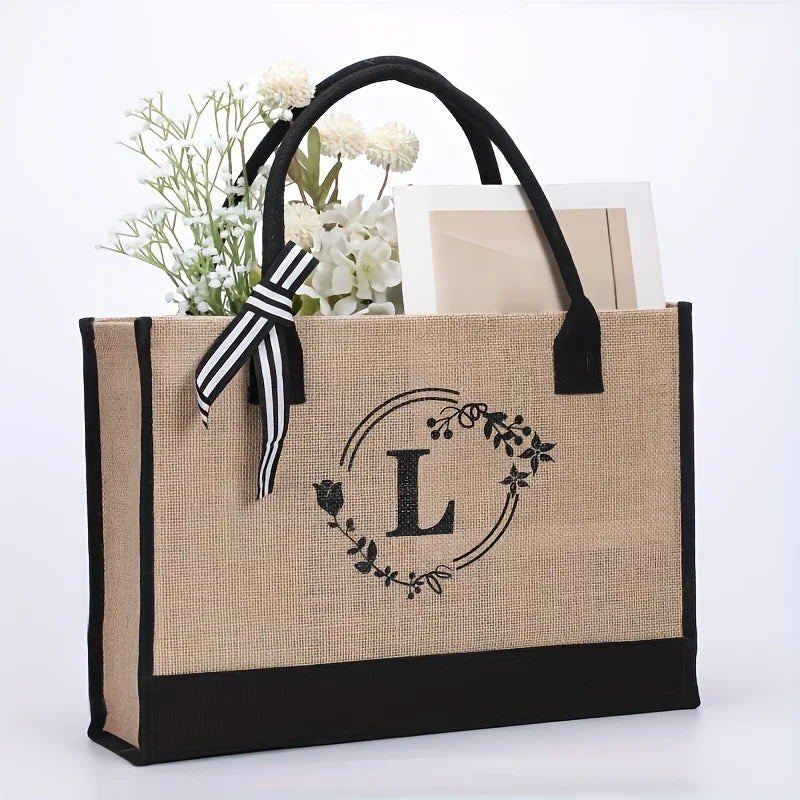 Sac de Plage Personnalisé en Toile de Jute pour Femmes