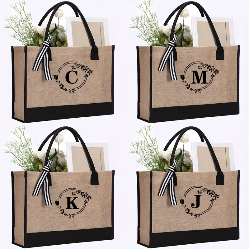 Sac de Plage Personnalisé en Toile de Jute pour Femmes