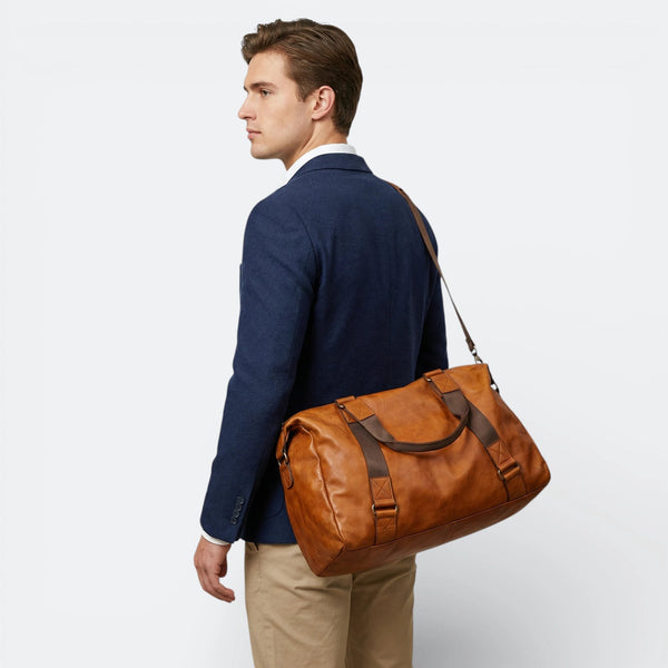 Sac de Voyage Homme Cuir Marron Orange Brûlé - | AïtaVia