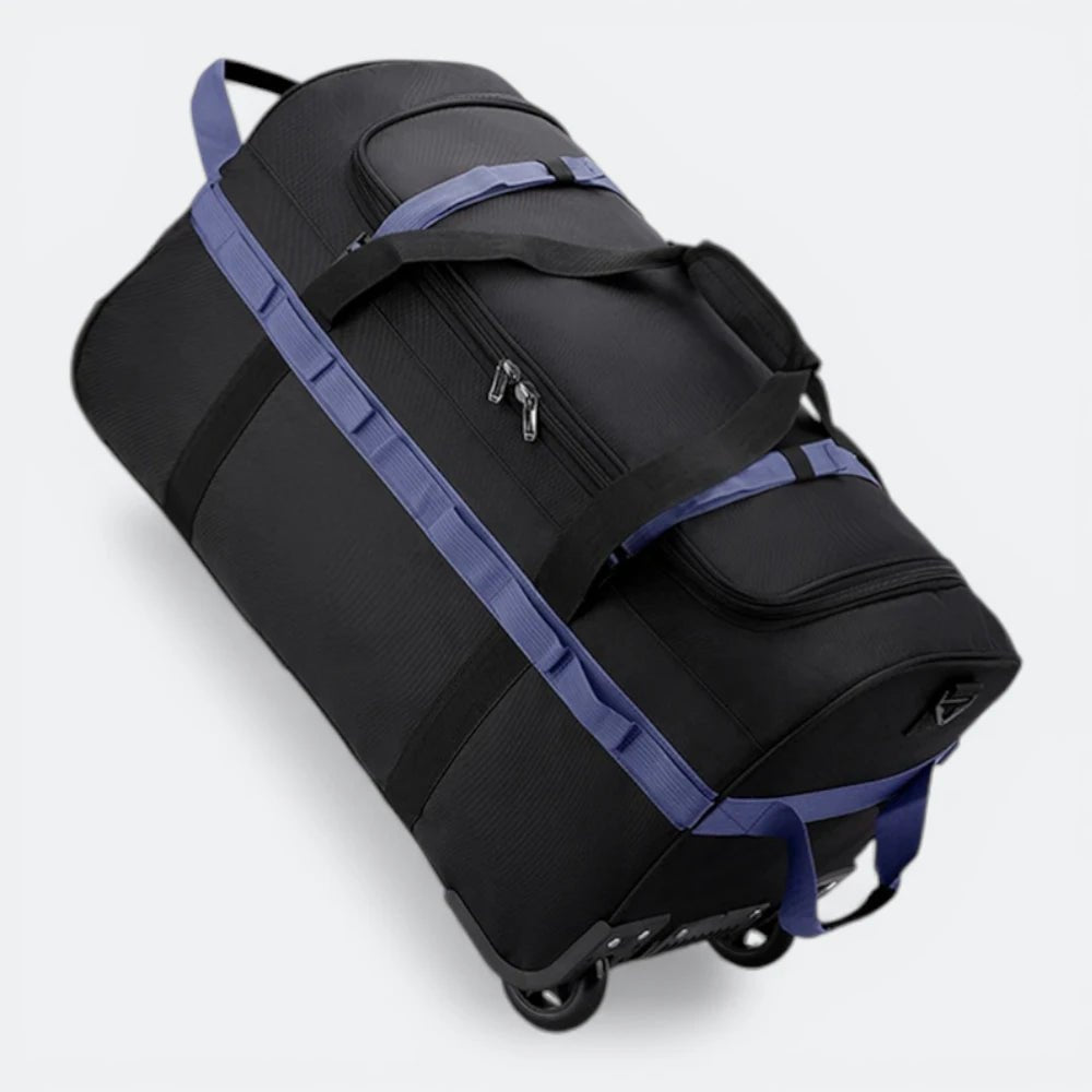 Sac de Voyage Polochon à Roulettes Noir & Bleu Gris - | AïtaVia